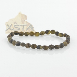 Raw dark green amber bracelet